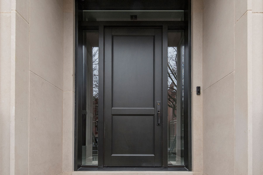 Transitional Mahogany Wood Front Door with Espresso Finish – 1702 N Burling St., Chicago - Featured Project by Glenview Haus 2