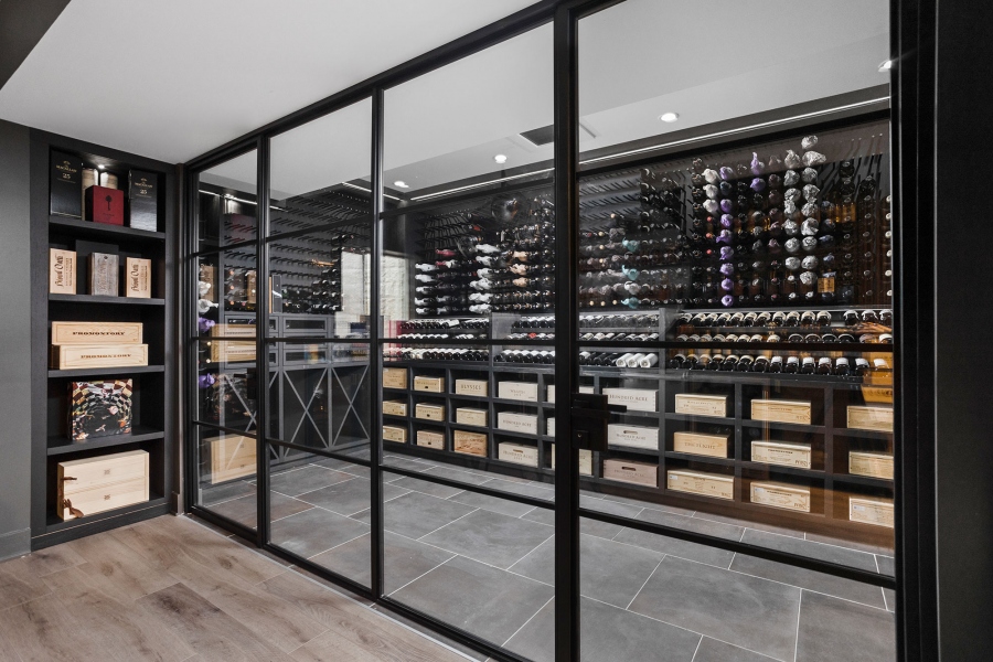 Modern Wine Cellar Steel and Glass 132 Shoshone Dr Carmel Indiana 2