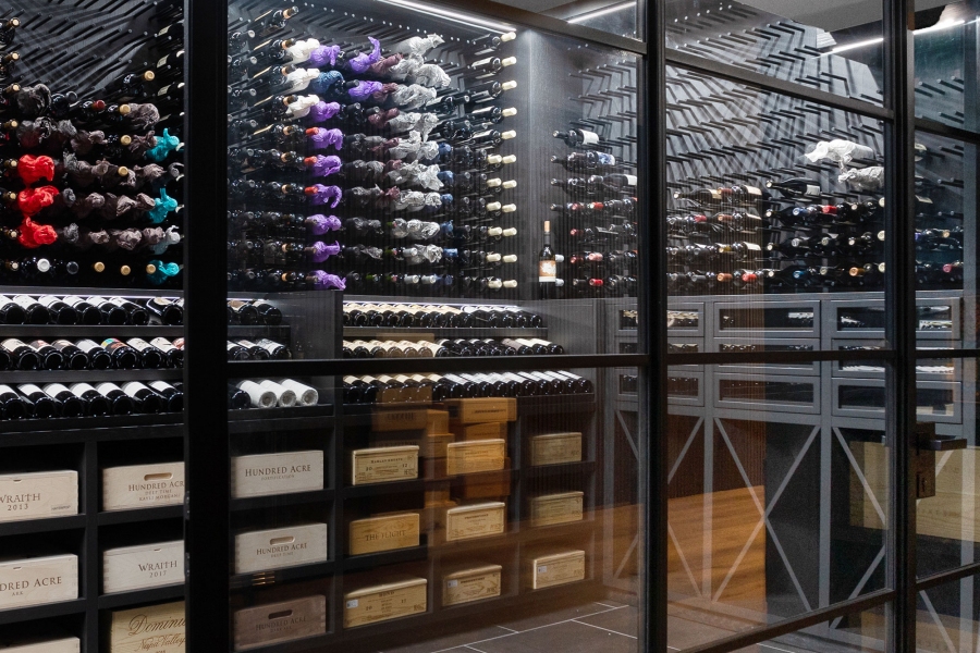 Modern Wine Cellar Steel and Glass 132 Shoshone Dr Carmel Indiana 11