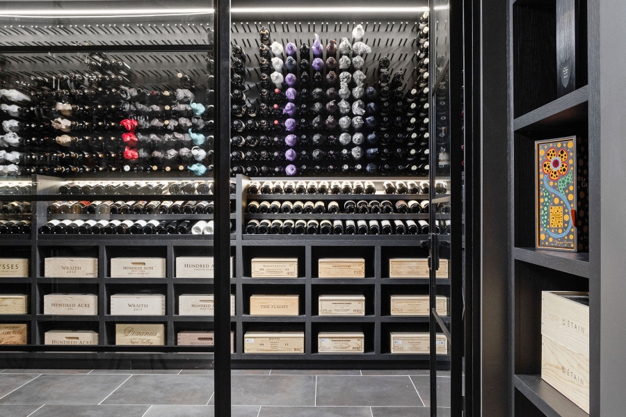 Modern Wine Cellar Steel and Glass 132 Shoshone Dr Carmel Indiana 9